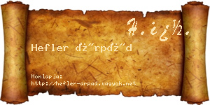Hefler Árpád névjegykártya