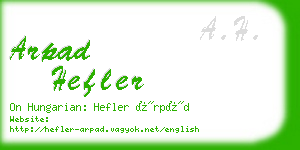 arpad hefler business card